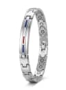 Men's Silver Stainless Steel Bracelet BFTM2003 Flag Stripe Design - image 2