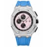 Luxury Chronograph Watch with Pink Dial & Blue Rubber Strap - image 4