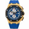 Luxury Gold Chronograph Watch with Blue Dial & Blue Rubber Strap - image 4