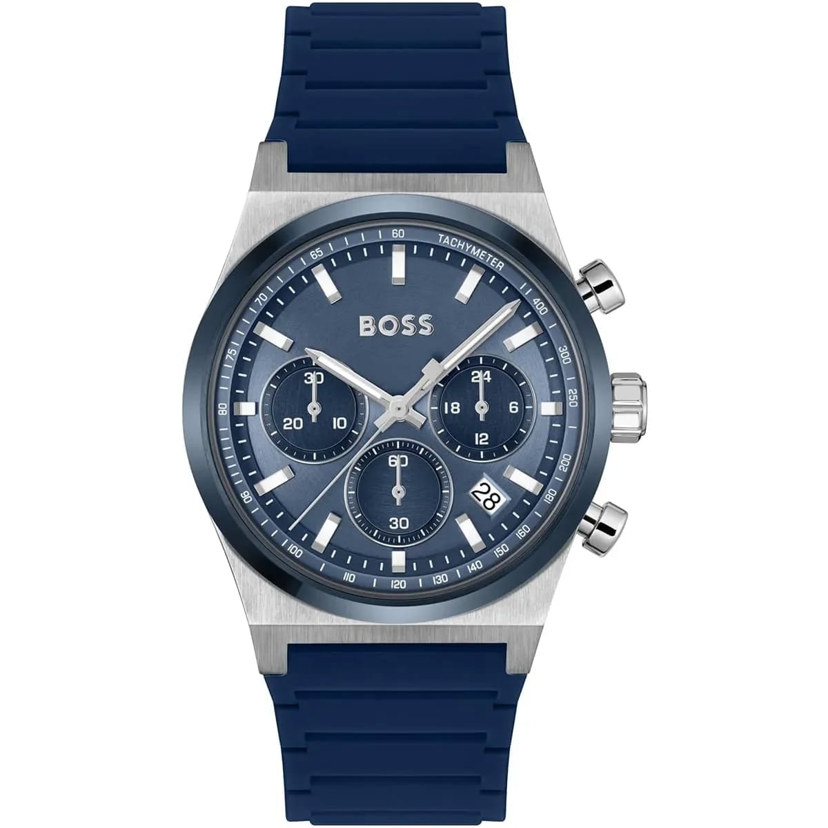 Hugo Boss Candor Chrono Men's Watch 1514243 Blue Dial Blue Silicone Strap