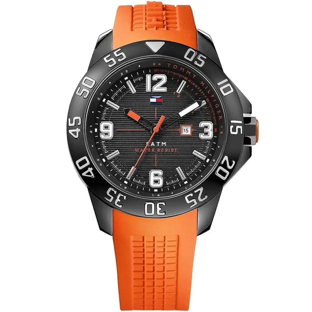 Tommy Hilfiger Cole Men's Black Dial Orange Rubber Watch 1790985