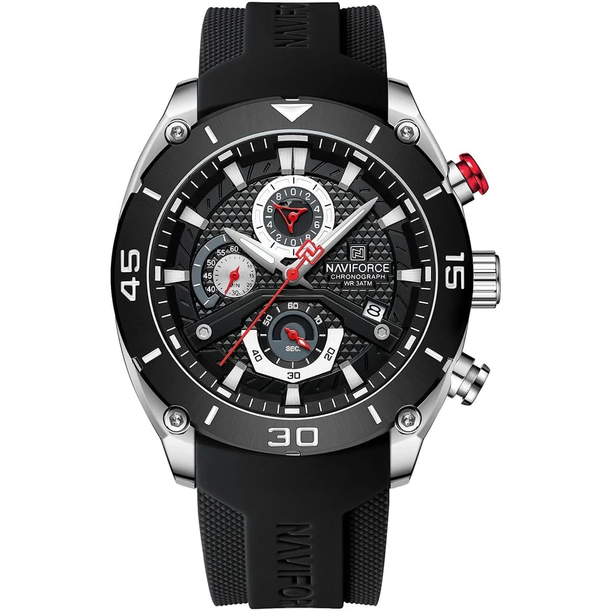 Naviforce Chronograph Trendy Rubber Strap Men's Watch NF8038-S-B-B