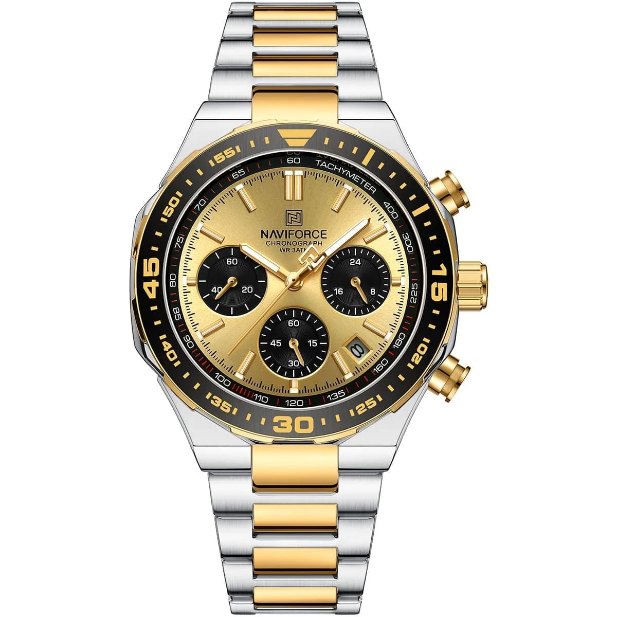 Naviforce Chronograph Trendy Metal Strap Men's Watch NF8049-S-G-G