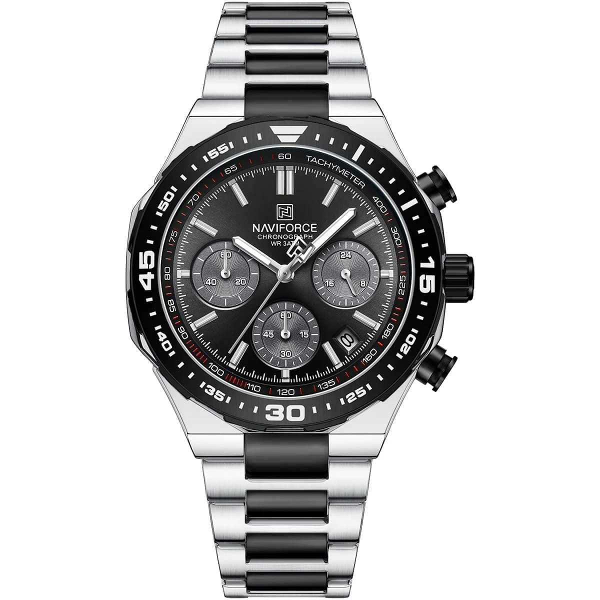 Naviforce Chronograph Trendy Metal Strap Men's Watch NF8049-S-B-B