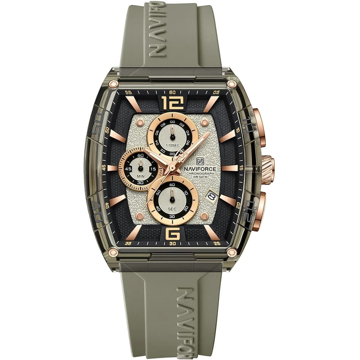 Naviforce Chronograph Trendy Rubber Strap Men's Watch NF6101-GY-Y-GY