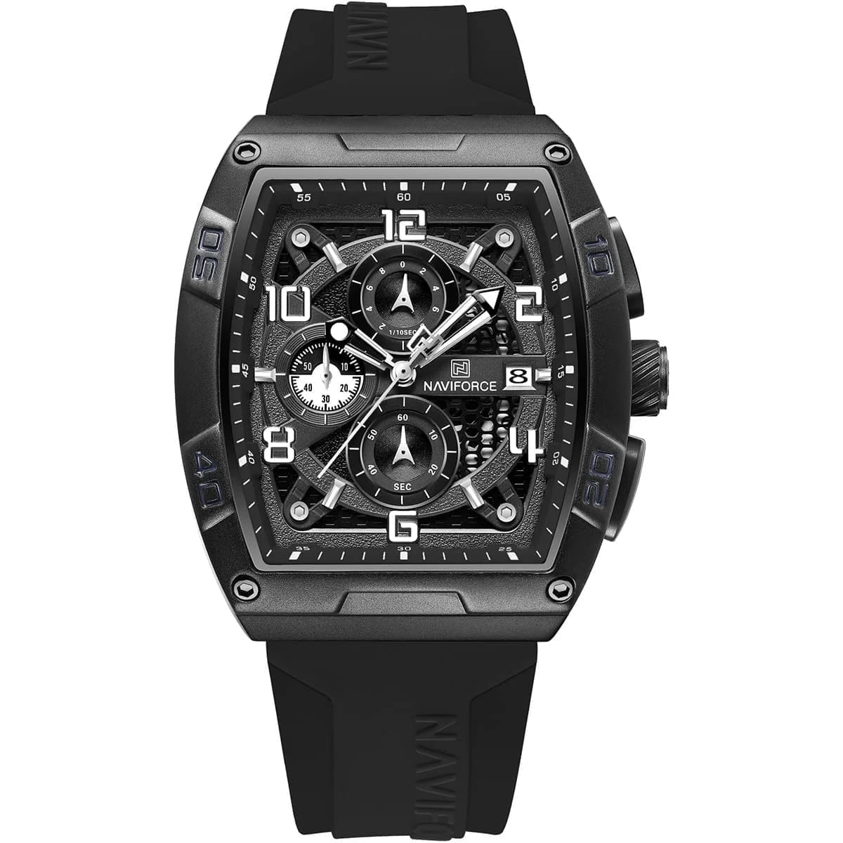 Naviforce Chronograph Trendy Rubber Strap Men's Watch NF8052-B-W-B