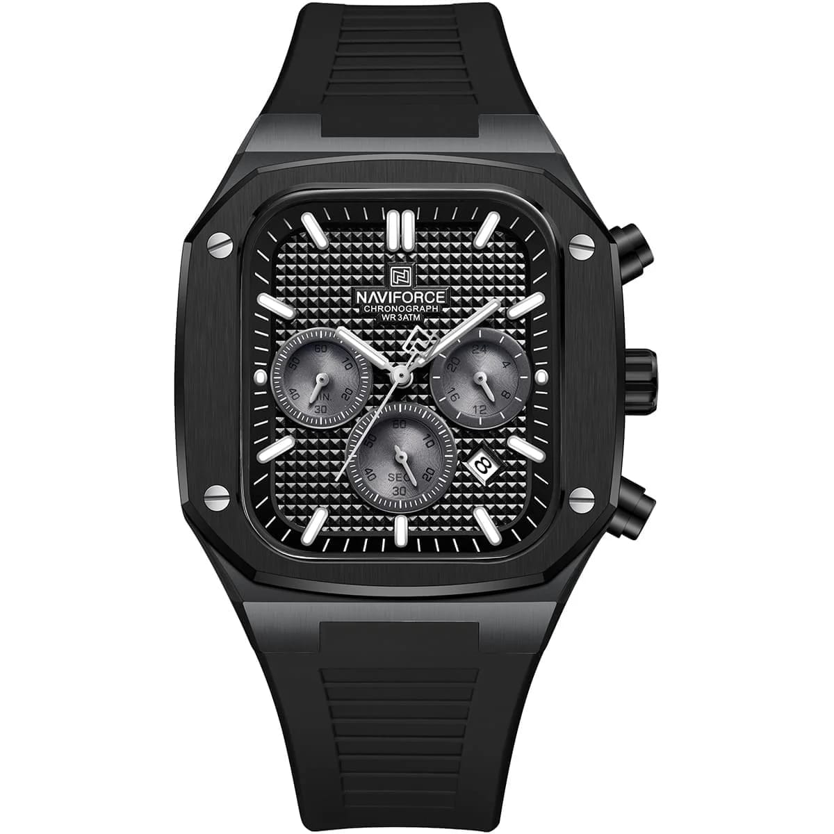 Naviforce Chronograph Trendy Rubber Strap Men's Watch NF8037-B-B-B