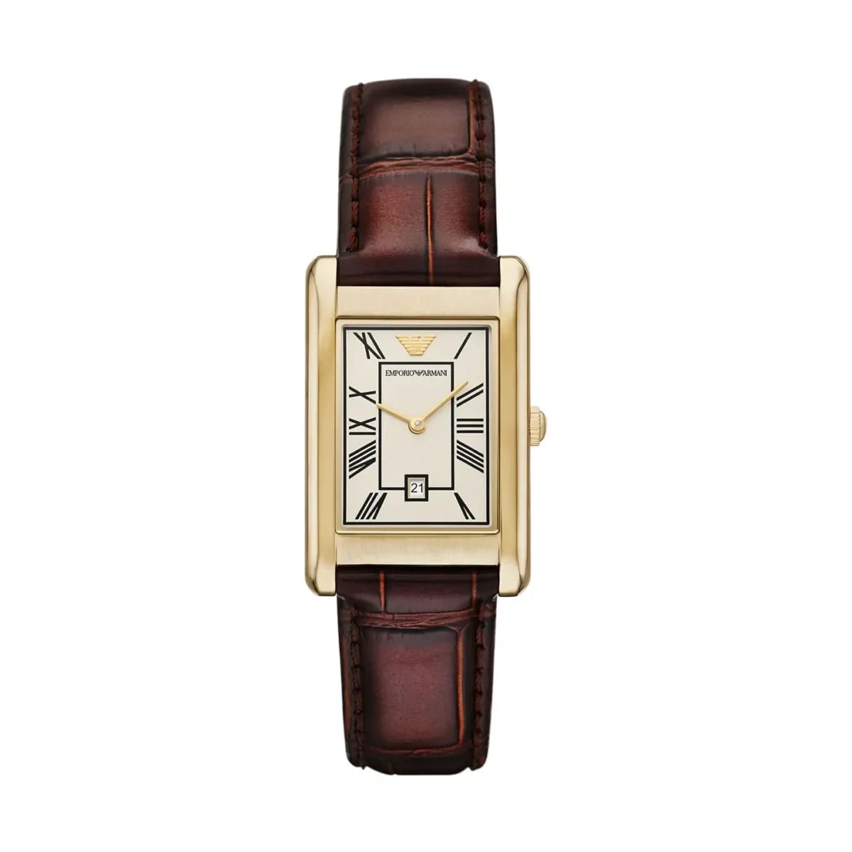 Emporio Armani Gino AR11665 Men's Watch – Beige Dial, Gold Case & Brown Leather Strap