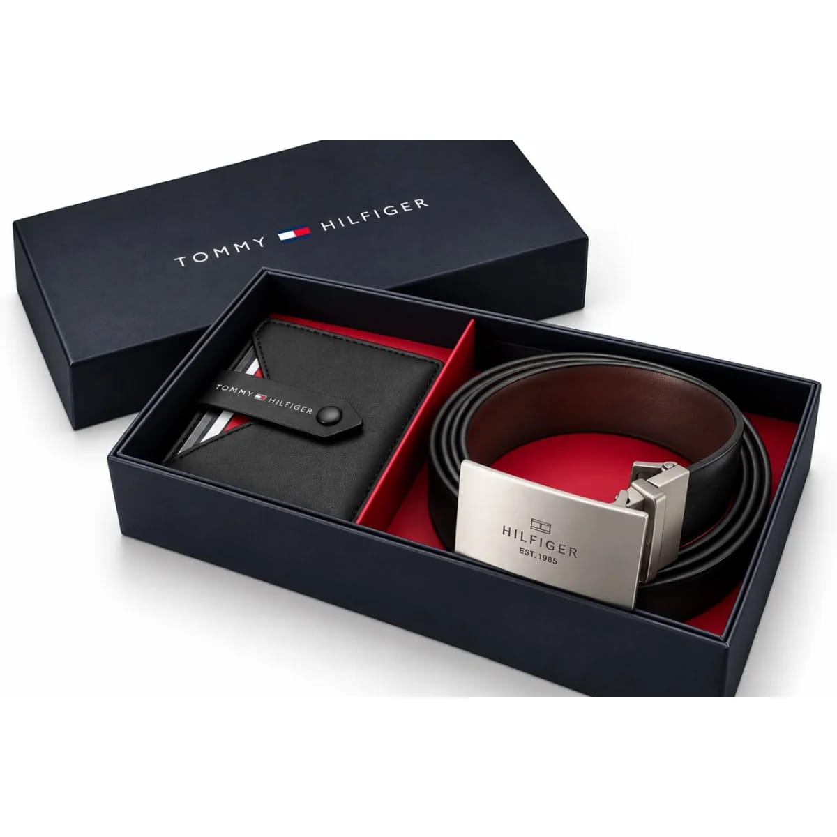 Tommy Hilfiger Men's Reversible Belt & Wallet Gift Set – Black/Brown