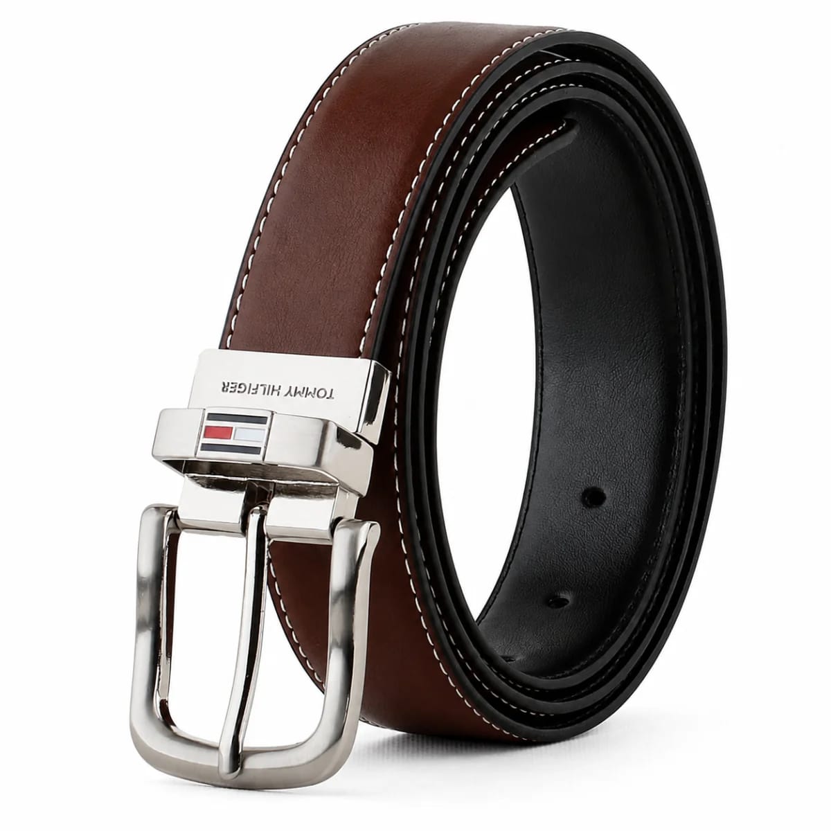 Tommy Hilfiger leather brown belt with box for men