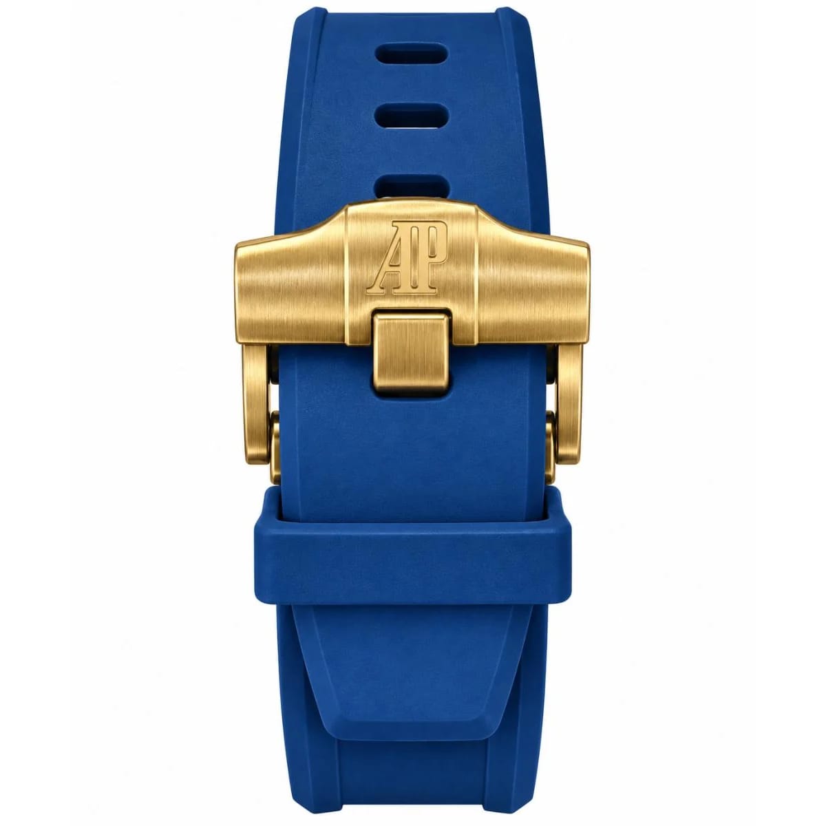 Luxury Gold Chronograph Watch with Blue Dial & Blue Rubber Strap - image 3