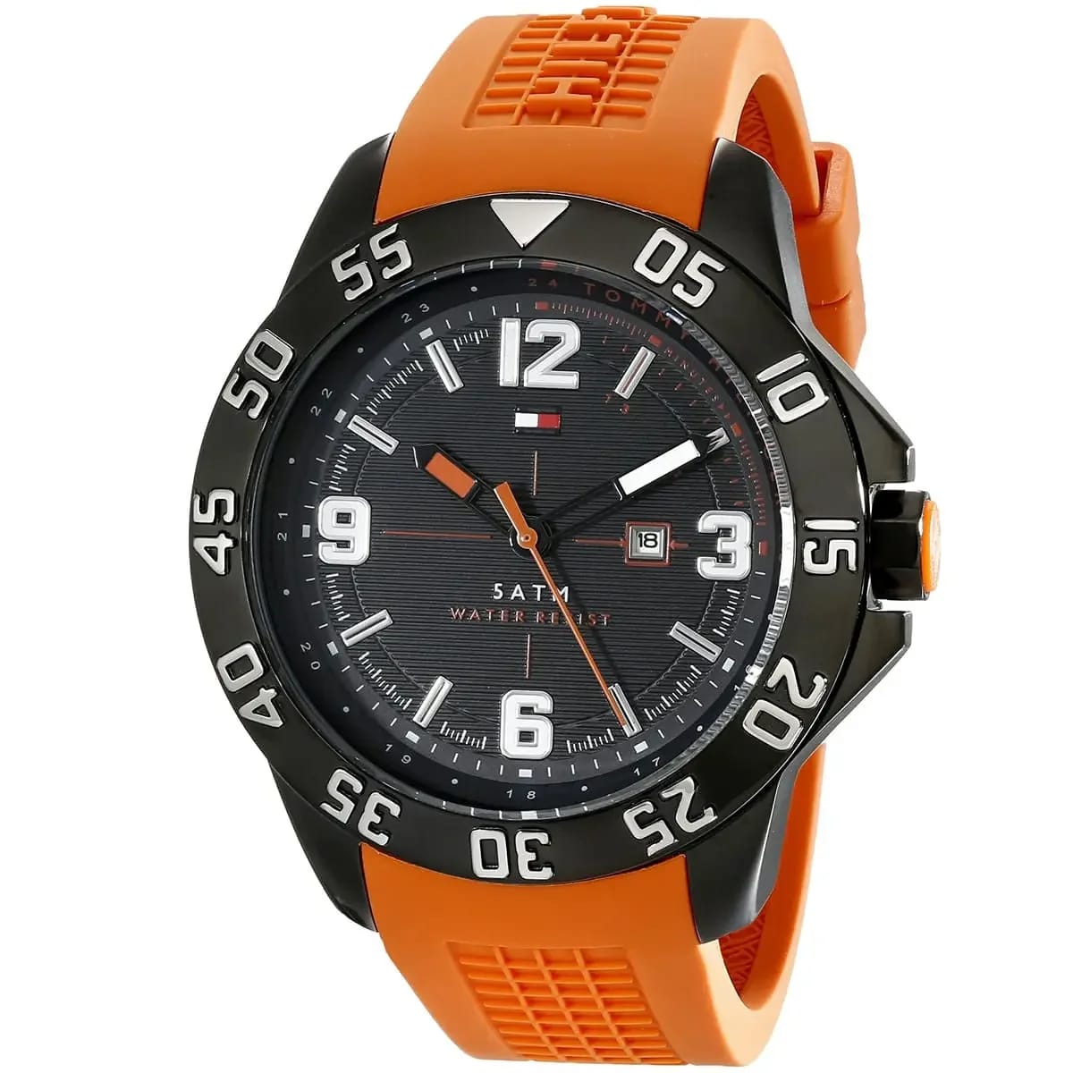Tommy Hilfiger Cole Men's Black Dial Orange Rubber Watch 1790985 - image 1