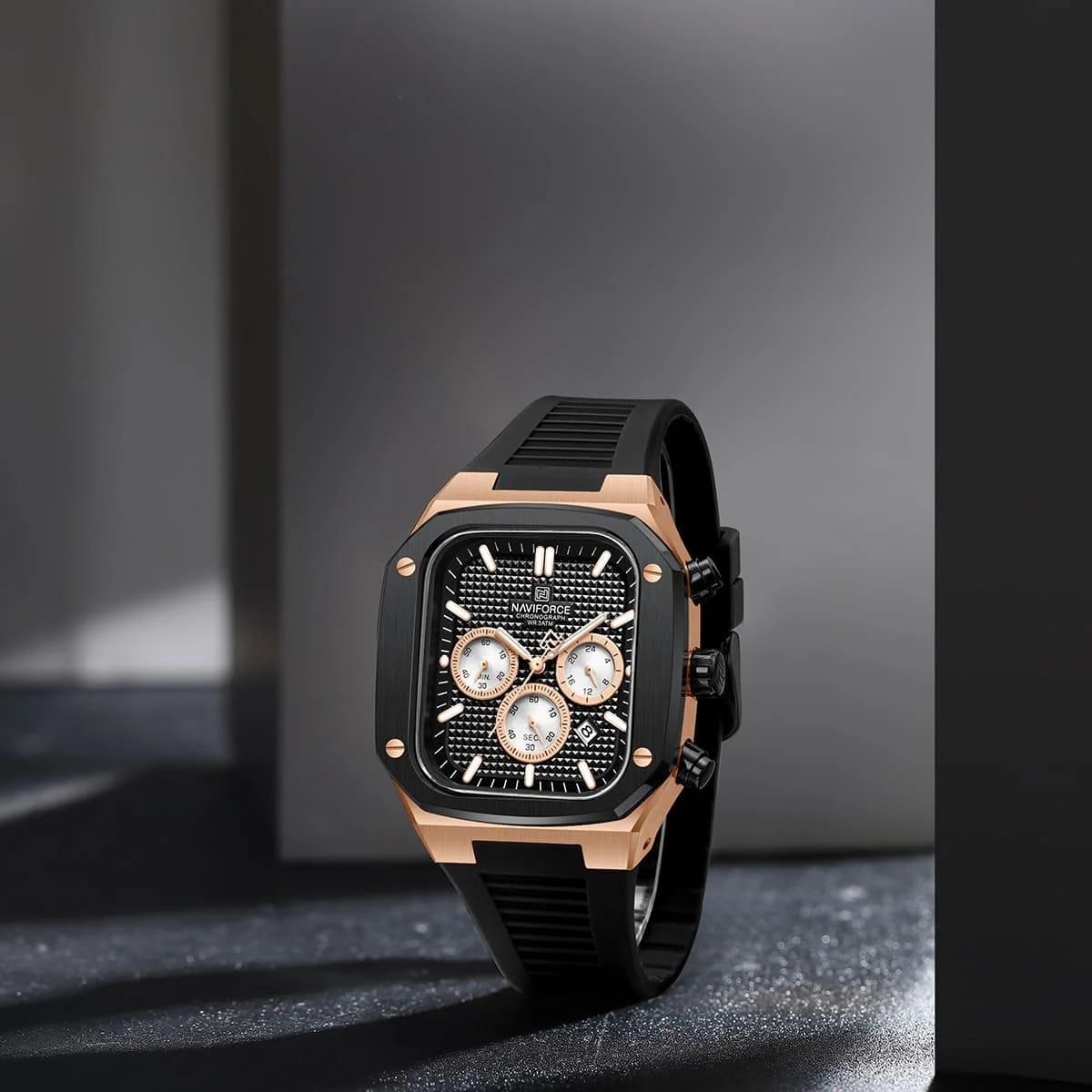 Naviforce Chronograph Trendy Rubber Strap Men's Watch NF8037-RG-B-B - image 3